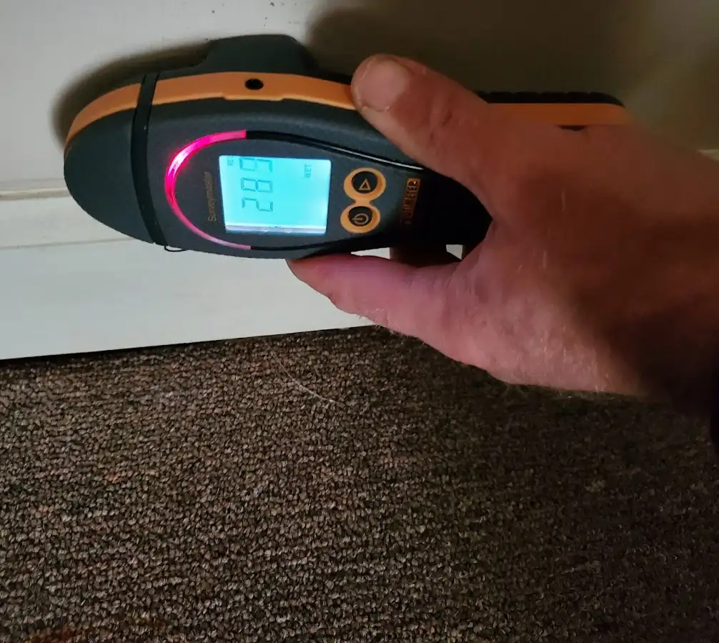 Moisture detection at baseboard during Sewage Cleanup & Sanitation in Pikeville